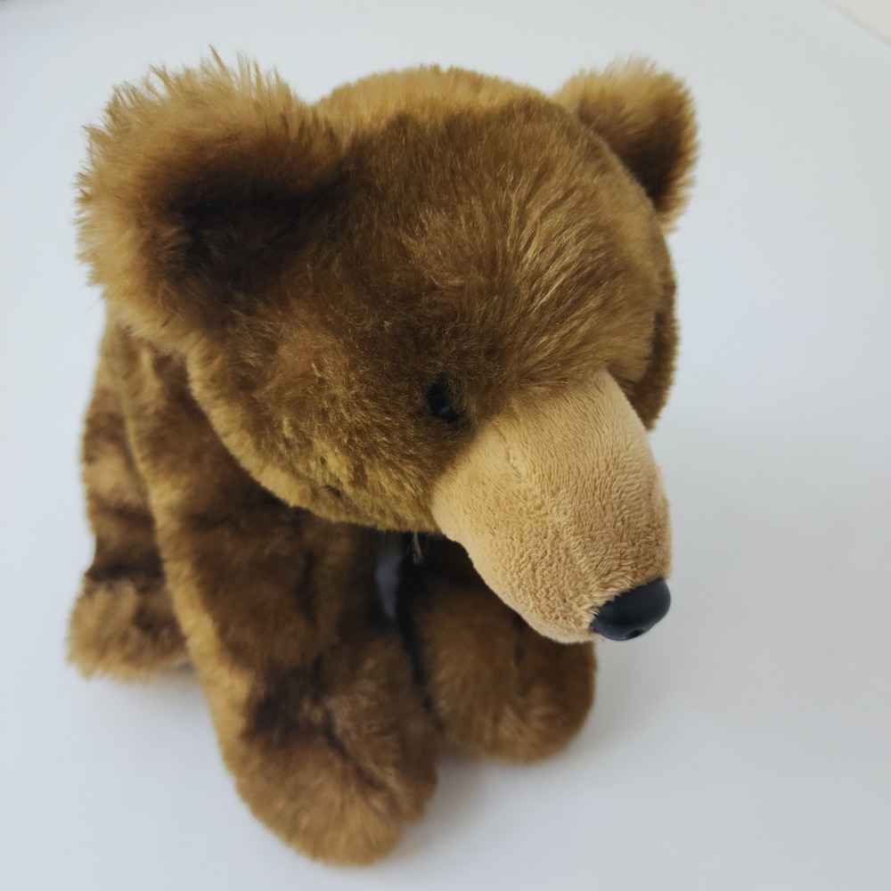 Eco-Friendly Brown Grizzly Bear Plush Stuffed Animal Recycled Materials 6oz